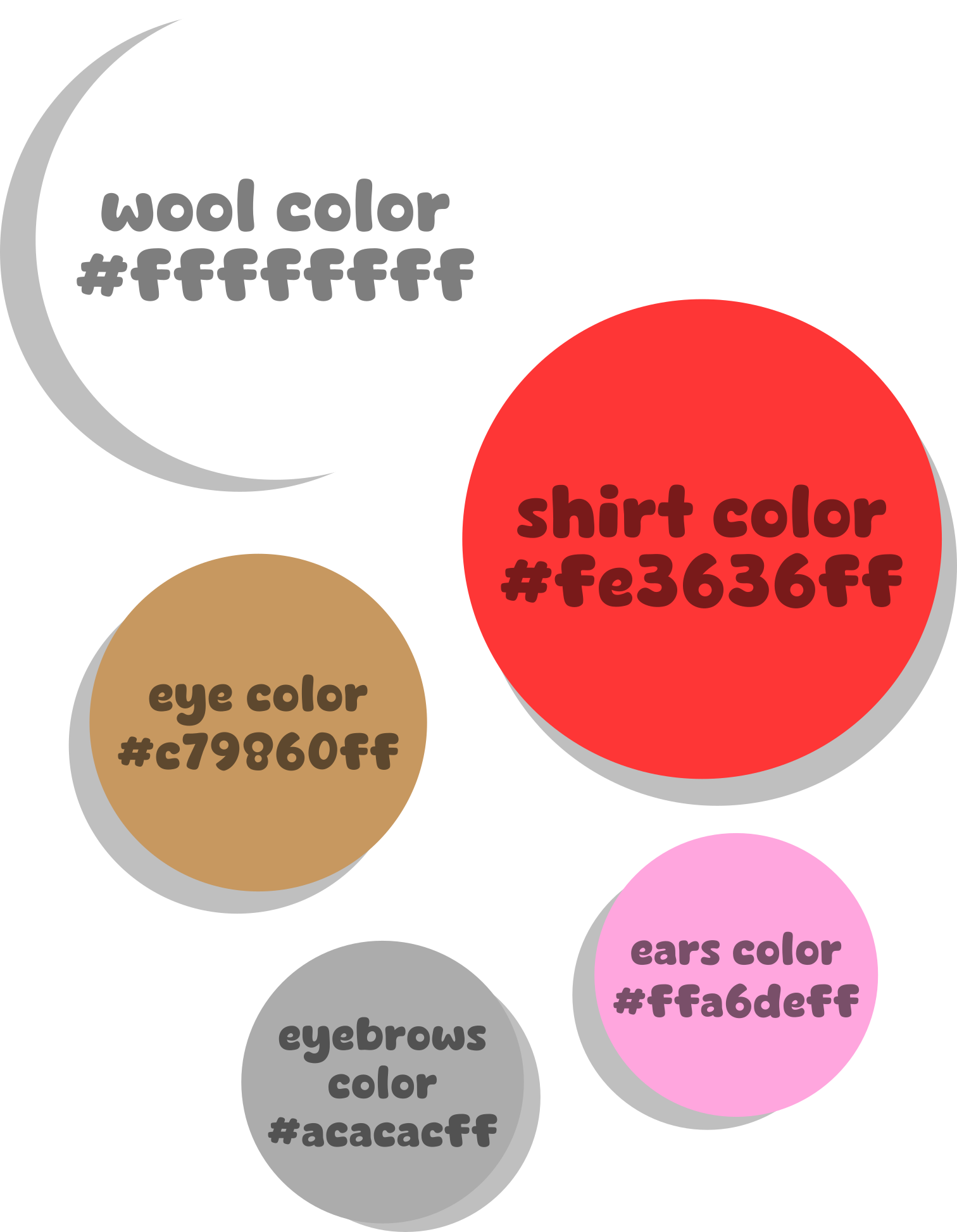 hex values of the colors on my fursona