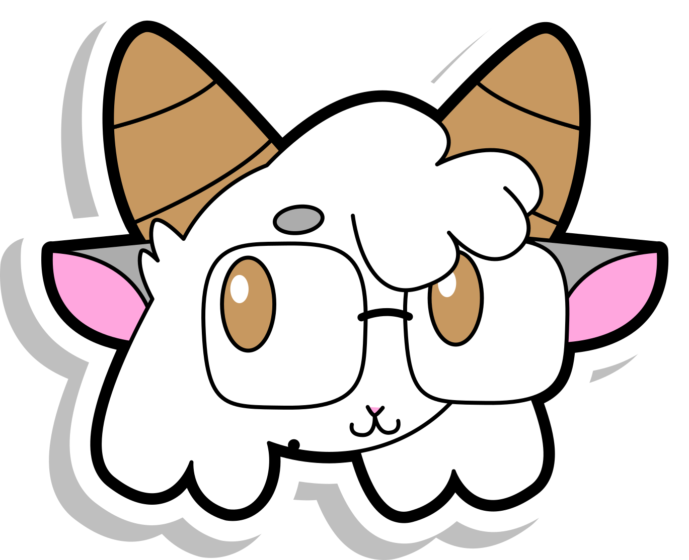 headshot of my sheep fursona, with a soft smirk